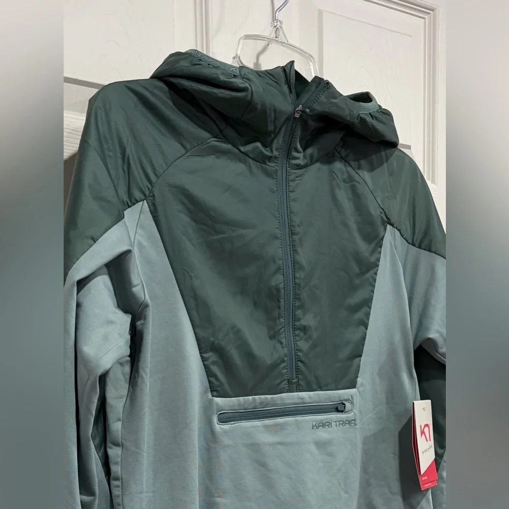 Kari Traa Women’s Small Henni Hybrid Jacket Sage Green NWT Hood Half-Zip Pockets